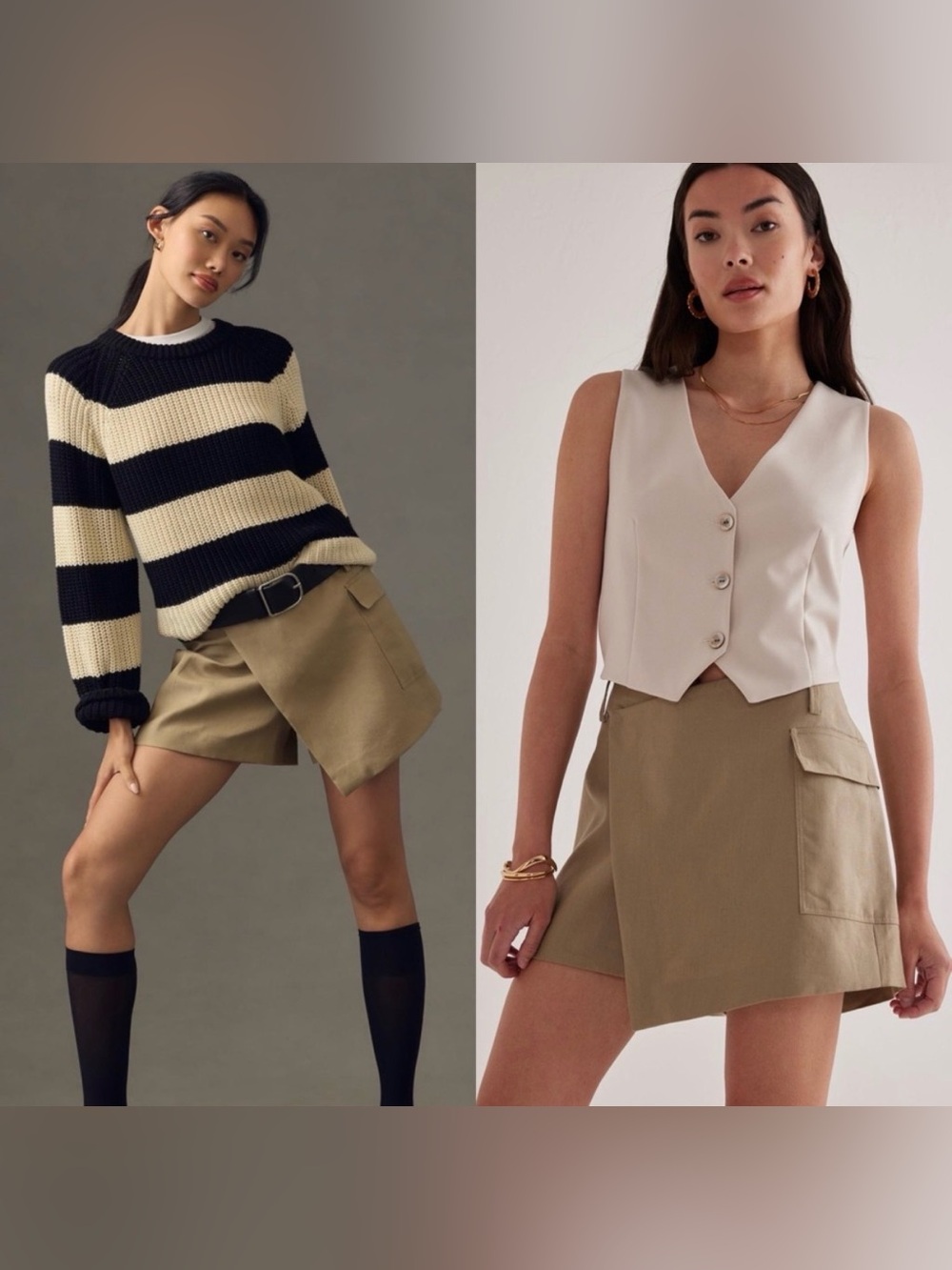 Anthropologie Tan Linen Wrap Skort 14